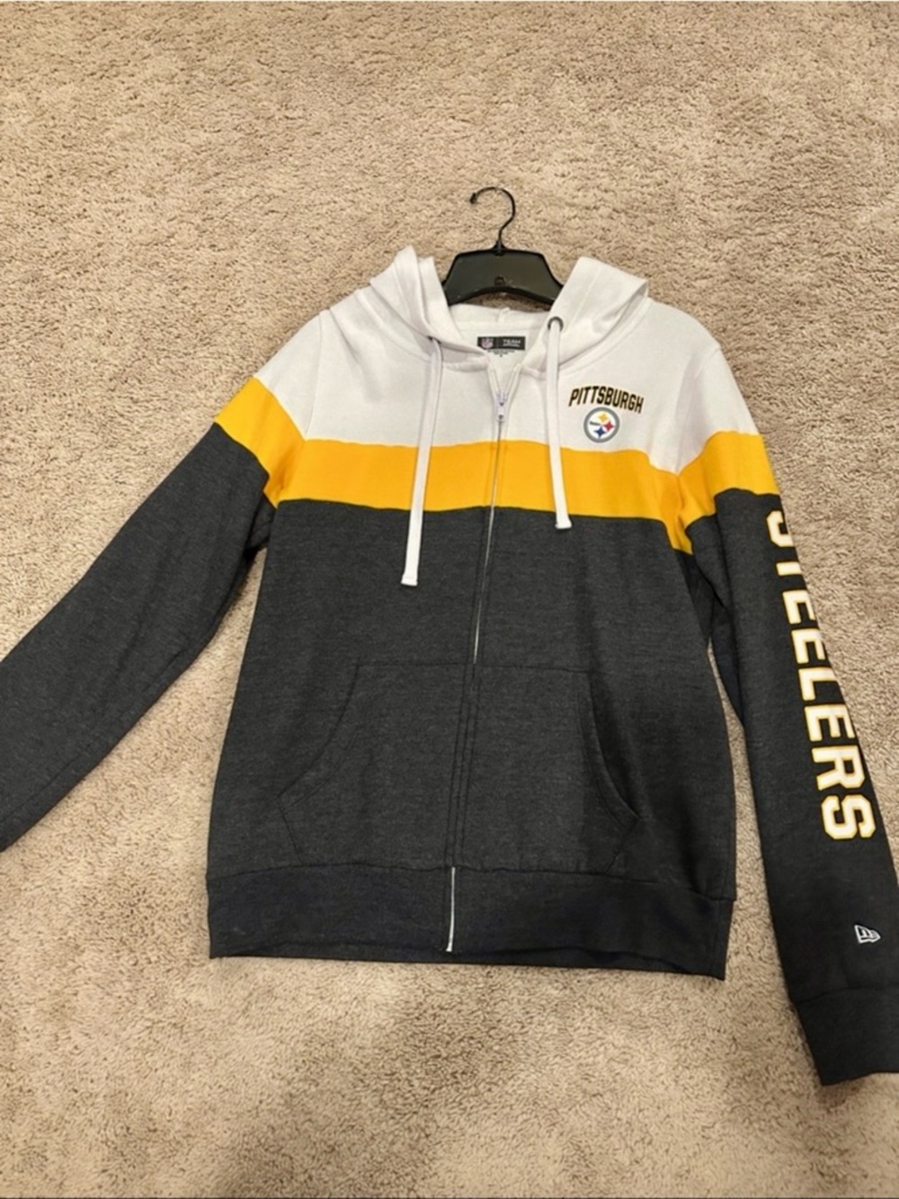 Pittsburgh Steelers Women's Colorblock Zip Hoodie - White, Gold, Black
